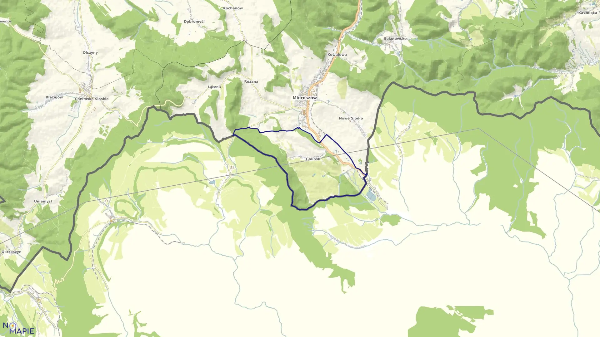 Mapa obrębu GOLIŃSK w gminie Mieroszów