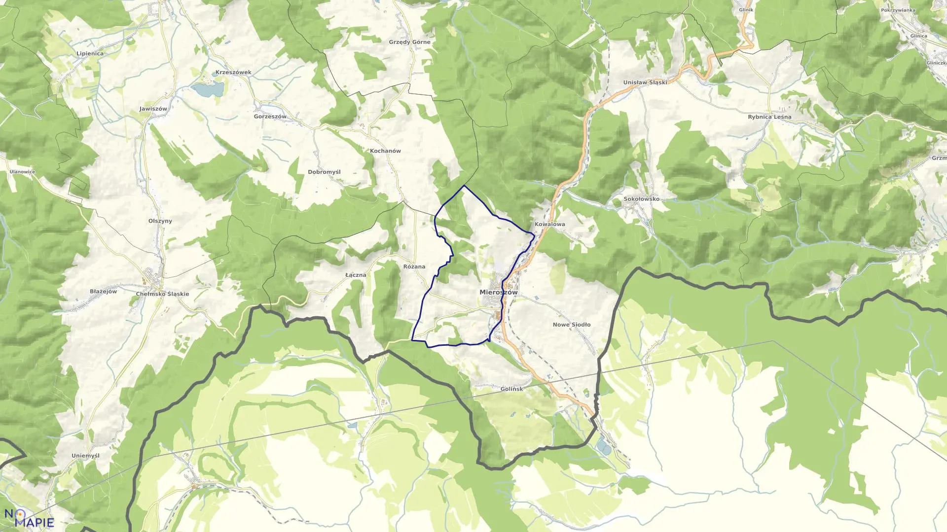 Mapa obrębu MIEROSZÓW 1 w gminie Mieroszów