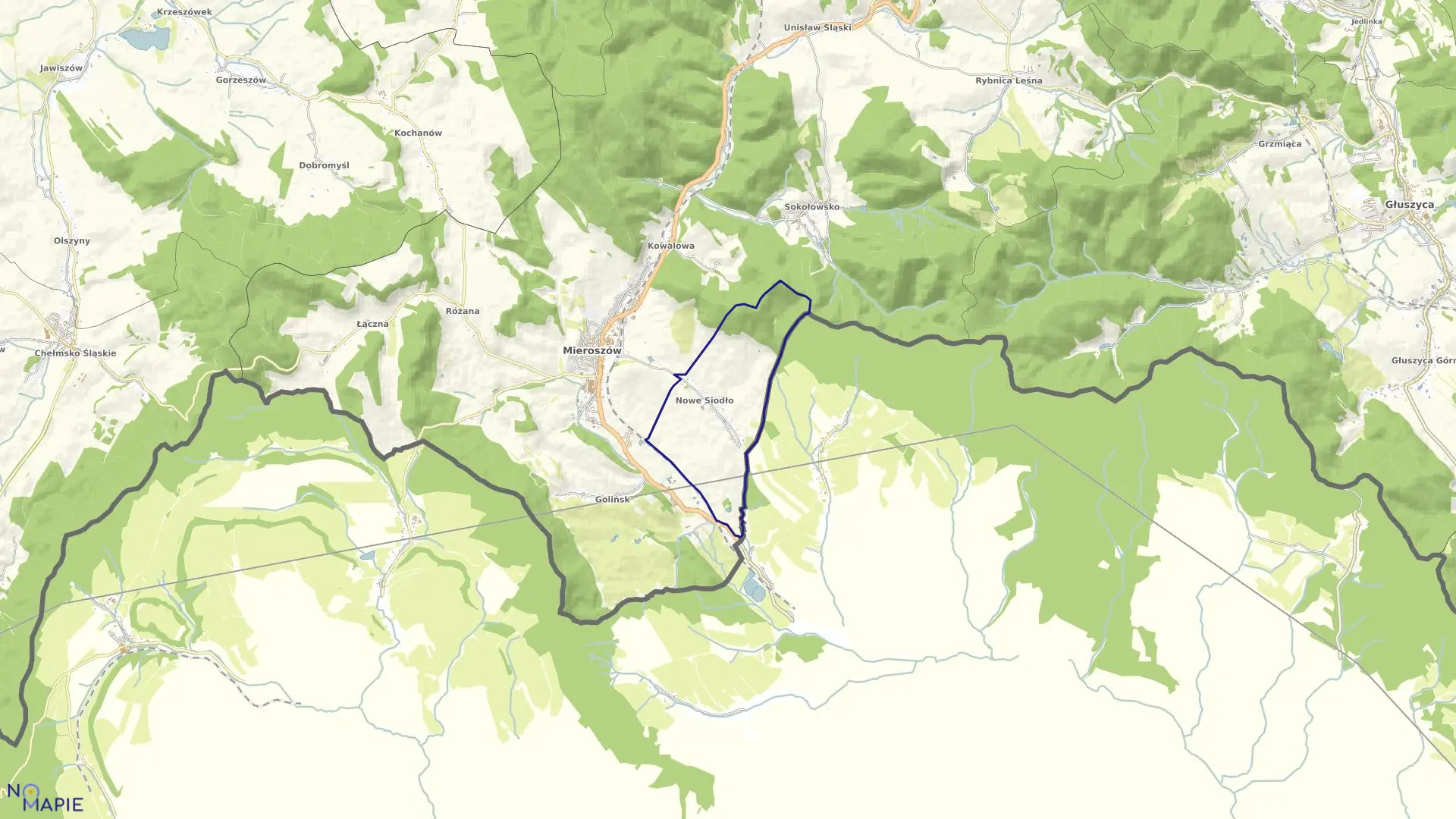 Mapa obrębu NOWE SIODŁO w gminie Mieroszów